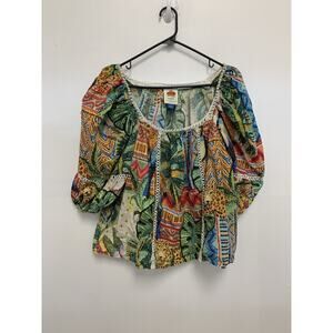 Farm Rio Lace Inset Peasant Blouse Medium